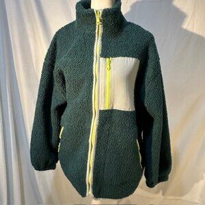 Universal Thread Sherpa Colorblock Zip‑Up Jacket – Women’s Size M – Fleece